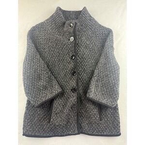 Talbots Petite Womens Gray Knit‎ Button Up Cardigan Sweater Mock Neck Size SP